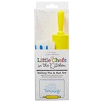 C.R. Gibson Kids in The Kitchen Silicone Mat and Rolling Pin for Children, Multicolor