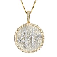 Iced Out Pendant Men Women 44 Round Disc Spin Necklace Hip Hop Rhinestone Diamond Chain Creative Shiny Necklace