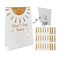 Sunshine Don't Say Baby Game (1 Sign And 50 Mini Natural Clothespins） Don't Say Baby Baby Shower Game, Baby Shower Decorations, Baby Shower Games Gender Neutral, Boho Baby Shower Game (DS10)