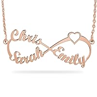 UMAGICBOX Personalized Sterling Silver infinity necklace with names Custom 18K Gold Plated Name Necklace Eternal Jewelry