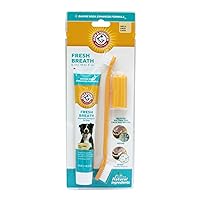 Arm & Hammer for Pets Fresh Breath Kit for Dogs | Contains Toothpaste, Toothbrush & Fingerbrush | Reduces Plaque & Tartar Buildup | Safe for Puppies, 3-Piece Kit, Vanilla Ginger Flavor