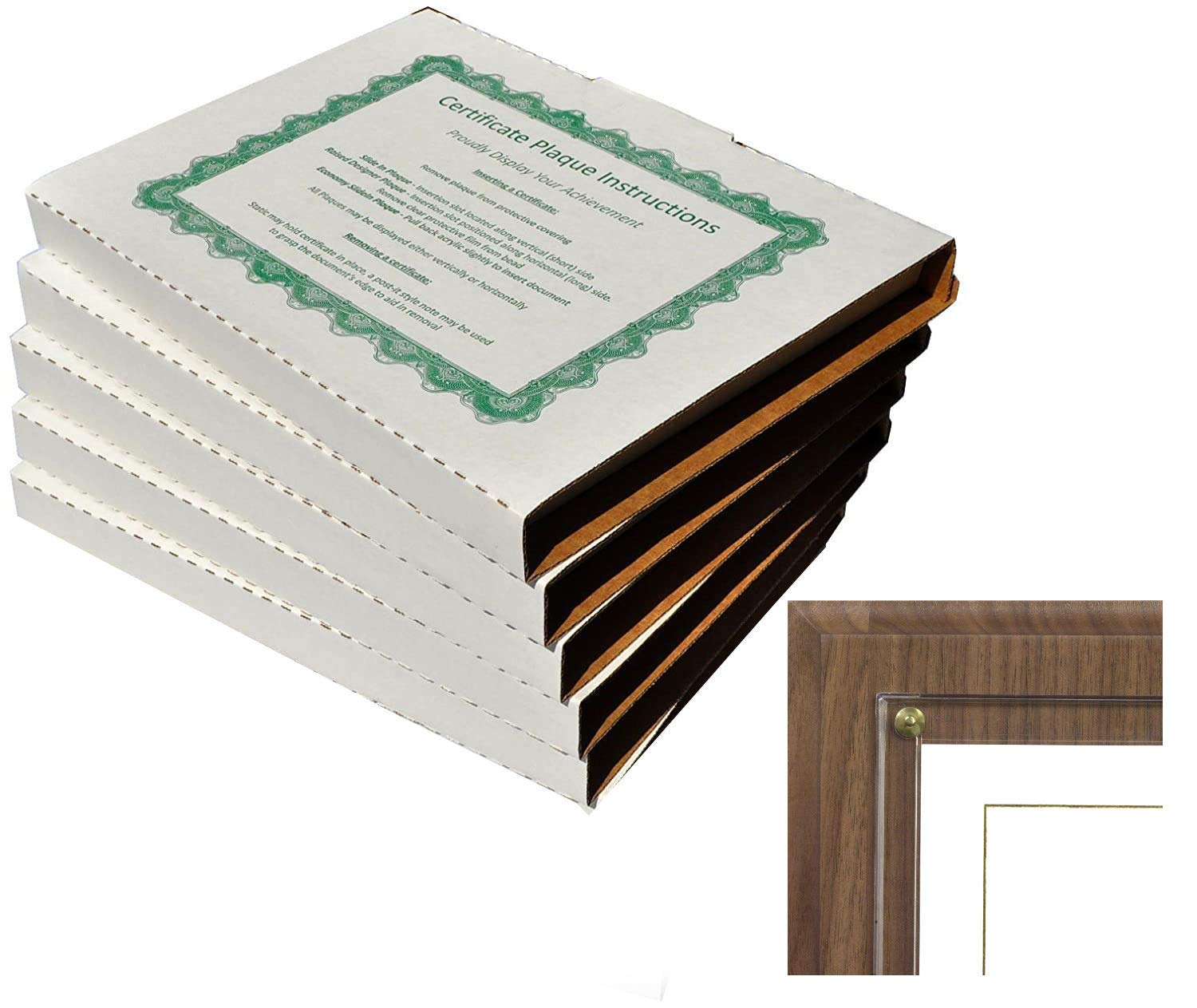 Walnut Grove Slide-in Certificate Plaque and Document Holder (5 Pack-Walnut)