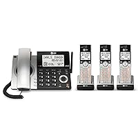 AT&T CL84307 Dect 6.0 Expandable Corded/Cordless Phone with Smart Call Blocker, Silver/Black with 3 Handsets
