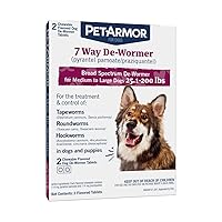 PetArmor 7 Way De-Wormer (Pyrantel Pamoate and Praziquantel) for Dogs, Includes Chewable Flavored Dog De-Wormer Tablets for Medium and Large Dogs Greater Than 25 Pounds.