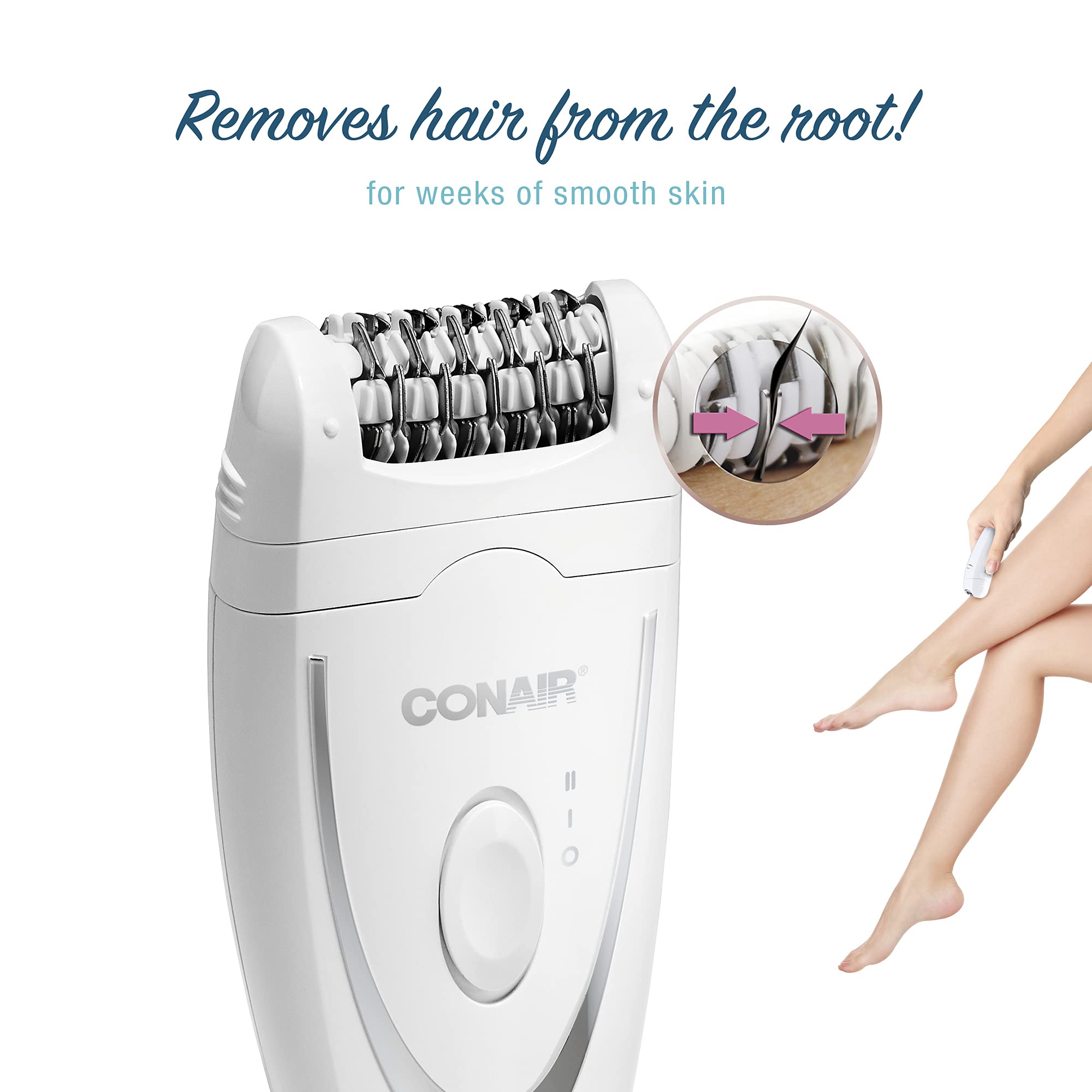 Conair Full Body Epilator & Hair Removal for Women, Cordless/Rechargeable, Perfect for Total Body
