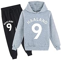 Teen Boy 2 Piece Outfit Clothes Set Erling Haaland Baggy Hoodie Long Sleeve Sweatshirt for Fall/Winter