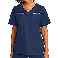 Custom Emroidered Scrub Top Add Your Embroidery Text Logo Monogram Initials Women's Mock Wrap Top