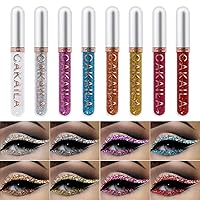 8 Colors Liquid Glitter Eyeliner Set Colorful White Silver Red Brown Blue Purple Glod Eye Liners For Party Festival Waterproof Long Lasting Eyeshadow Pencil Quick Dry Eyes Makeup Kit…
