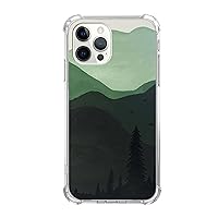 Green Nature Painting Phone Case for iPhone 12 Pro Max, Abstract Forest Mountain Birds Cover for Women Men Girls Boys, Unique Trendy Design TPU Bumper Case for iPhone 12 Pro Max