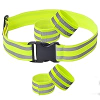 FUCNEN Reflective Belt Elastic Armband Waistband Stretchy Material for Safety Running Jogging Walking Biking Cycling Hi Vis Belt Safety Gear