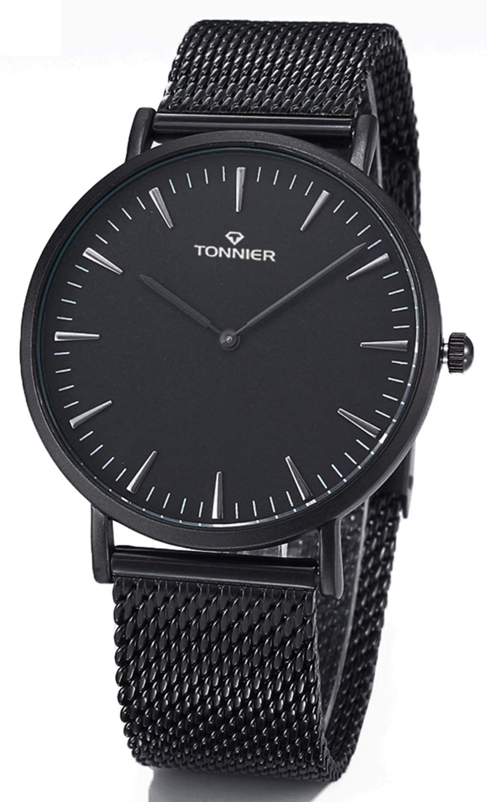 Tonnier W8479G Silver Stainless Steel Slim Men Watch Quartz Watch