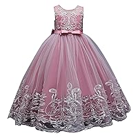 Pleated Dress for Kids Flower Girl Lace Dress for Kids Wedding Bridesmaid Pageant Party Formal Long Maxi Dresses