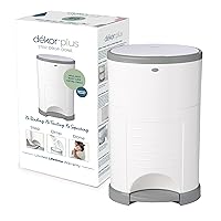 Diaper Dekor Plus Hands-Free Diaper Pail | White | Easiest to Use | Just Step–Drop–Done | Doesn’t Absorb Odors | 20 Second Bag Change | Most Economical Refill System | Great for Cloth Diapers