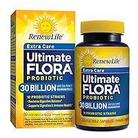 Renew Life Adult Probiotic - Ultimate Flora Probiotic Extra Care, Shelf Stable Probiotic Supplement Vegetable Capsules, 30 Count