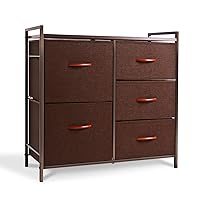 ROMOON Dresser for Bedroom, Fabric Dresser with 5 Drawers, Small Dresser for Closet, Clothes, Hallway (Brown)