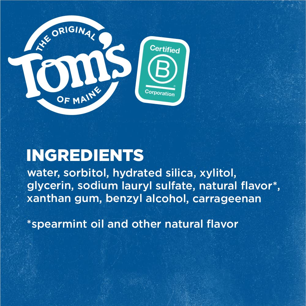 Tom's of Maine Fluoride-Free Antiplaque & Whitening Natural Toothpaste, Spearmint, 5.5 oz. 2-Pack (Packaging May Vary)
