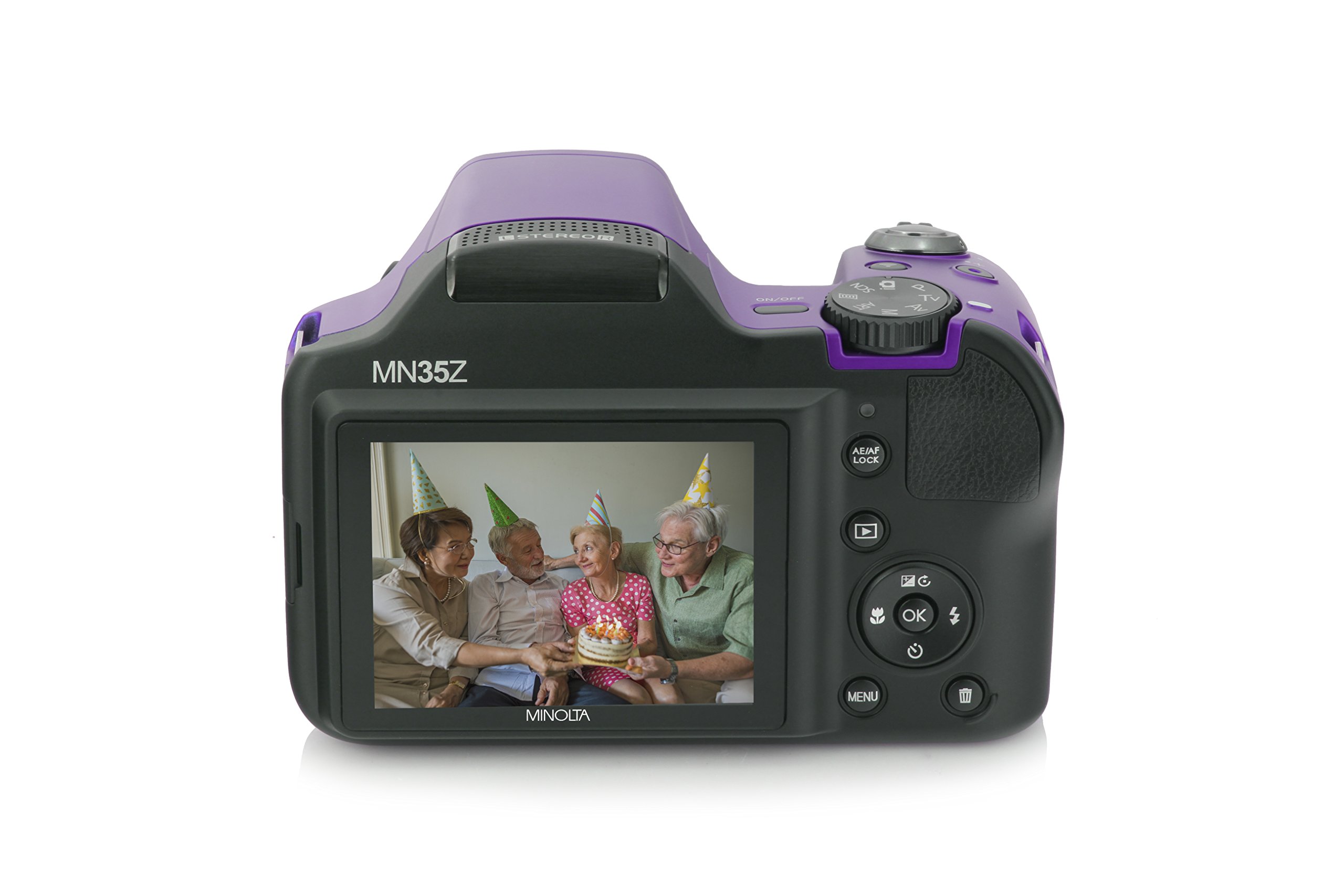 Minolta 20 Mega Pixels Wifi Digital Camera with 35x Optical Zoom & 1080p HD Video Optical with 3-Inch LCD, 4.8 x 3.4 x 3.2, Purple (MN35Z-P)