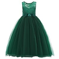 Lace Flower Girls Dress Tulle Long A Line Junior Bridesmaid Dresses Princess Pageant Wedding Party Ball Gown