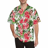 YESCUSTOM Custom Tropical Floral Hawaiian Shirt Personalized Face Funny Men’s Short Sleeves Beach Shirt for Boyfriend Husband