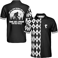 Golf Argyle Not All Who Wander are Lost Bigfoot Polo Shirt for Men, Mens Polo Shirts for Gifts, Short Sleeve Men's Shirt Colorful