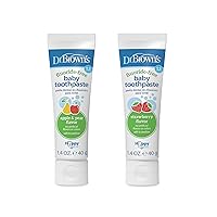 Baby Toothpaste, Strawberry and Apple Pear Flavors Toddlers and Kids Love, Fluoride Free, Made in The USA, 0-3 Years, 2-Pack