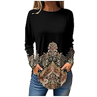 Long Sleeve T Shirts for Women Winter Clothes Gradient Plus Size Tops Crewneck Fall Blouses Loose Basic Tops