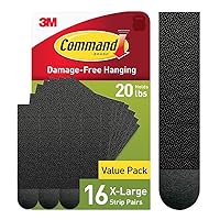 Command 20 Lb XL Heavyweight Picture Hanging Strips, Damage Free Hanging Picture Hangers, Heavy Duty Wall Hanging Strips for Living Spaces, 16 Black Adhesive Strip Pairs