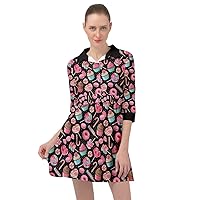 CowCow Womens Sweet Lollipop Candy Macaroon Icecream Coffee Food Dessert Mini Skater Shirt Dress, XS-3XL