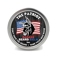 Beard Balm - The Patriot Scent, 2 Ounce - All Natural Ingredients, Keeps Beard and Mustache Full, Soft and Healthy, Reduce Itchy and Flaky Skin, Promote Healthy Growth