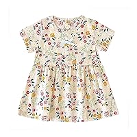 Fancy Christmas Dresses for Girls Short Sleeve Organic Cotton Girl Clothes Age 4
