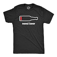 Mens Need Beer T Shirt Funny Low Battery Dad Gift Graphic Sarcastic Humor Tee