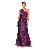 Adrianna Papell Women's One Shoulder Jacquard Gown