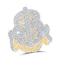 The Diamond Deal 10kt Yellow Gold Mens Baguette Diamond Dollar Sign Fashion Ring 4-5/8 Cttw