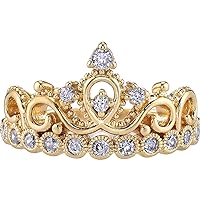 14K Yellow Gold Diamond Crown Ring