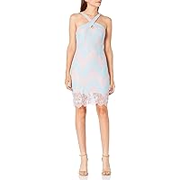 Minuet Women's Fitted Lace Dress with Halter Style Neckline