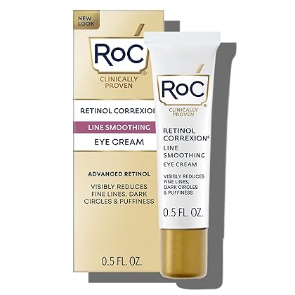 RoC Retinol Correxion Under Eye Cream for Dark Circles & Puffiness, Daily Wrinkle Cream, Anti Aging Line Smoothing Skin Care Treatment 0.5 oz (Packaging May Vary)
