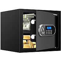 1.2 Cubic Feet Digital Home Security Safe Box, Home Safe fireproof waterproof with Programmable Keypad Lock,Spare keys and LED Light, Personal Home Safe for Home Office Hotel Business