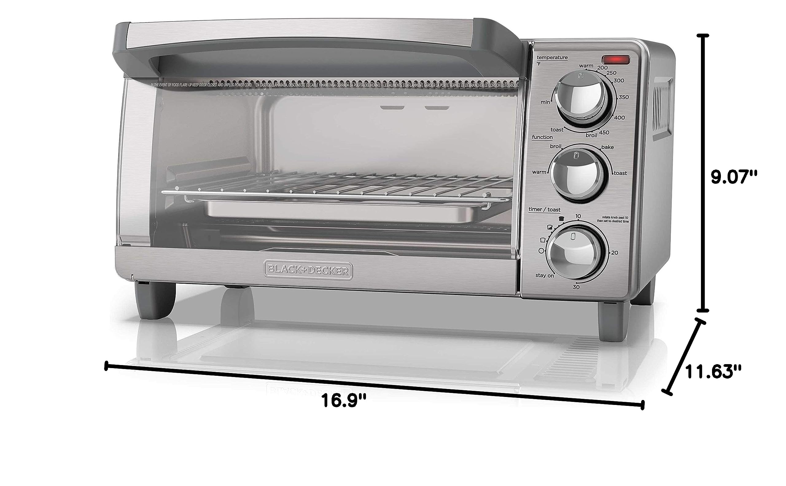 BLACK+DECKER 4-Slice Toaster Oven with Natural Convection, Bake, Broil, Toast, Keep Warm