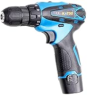 KATSU Cordless Drill Driver 12V, Electric Power Screwdriver 10mm Keyless Chuck, 2 Gear Speed, LED Light and 2 X 1.5Ah Battery Included, Ideal for Home DIY Tasks 102378