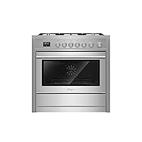 Empava Freestanding Slide-in Gas Range Stove, 5 Deep Recessed Burners Cooktop,4.3 Cu. Ft. Rapid Convection Oven Capacity, Digital Timer with Heavy-Duty Cast Iron Grates, Stainless-Steel,36 Inch