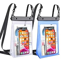 2Pcs Large Waterproof Phone Pouch, Floating Dry Bag for iPhone 14 13 12 11 Pro Max Galaxy S22 S21 Large Capacity Waterproof Bag Sunscreen Glasses Storage Universal Dry Pouch for Swimming Boating
