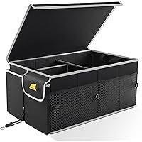 MIKKUPPA Collapsible Car Trunk Organizer With Lid - Sturdy Storage for SUVs, Vans and Trucks With Adjustable Straps and Non Slip Bottom