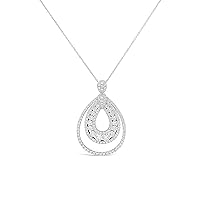 The Diamond Deal 18kt White Gold Womens Necklace Tear-drop Shape VS Diamond Pendant 1.83 Cttw (16 in, 2 in ext.)