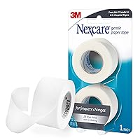 Nexcare Gentle Paper First Aid Tape, Ideal for Securing Gauze and Dressings, 1 in x 10 Yds Carded, 2 Pk
