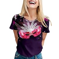 Party Tops for Women Womens Spring Summer Holidays Printed Short Sleeve O Neck T Shirt Top Womens Tees