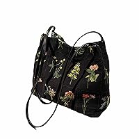Lefe Liee floral small tote bag for women, Reusable Aesthetic Canvas Shoulder Bag Hobo Crossbody Handbag bucket bag Casual Tote vera bradley purses, Black, S