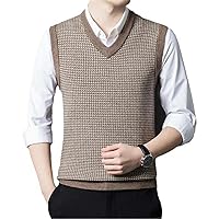 Men Wool Knit Tank Vest Sleeveless Vintage Casual Jumpers V Neck Basic For Autumn Winter