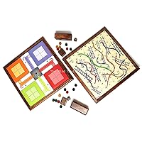 KD Classic Handmade Wooden 2 in 1 Ludo Magnetic Snakes and Ladders Travel Board Game for Adults, Kids Best Birthday Gifts (Large 14x14 inch)