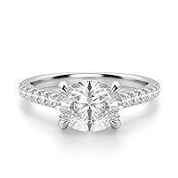 East West Accented Trellis Engagement Ring, Oval Cut 2.00CT, VVS1 Clarity, Colorless Moissanite, 925 Sterling Silver, Promise Ring, Wedding Ring, Perfact for Gift Or As You Want