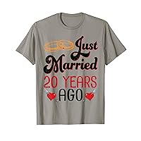 Wife Husband Just Married 20 Years Ago Wedding Anniversary T-Shirt